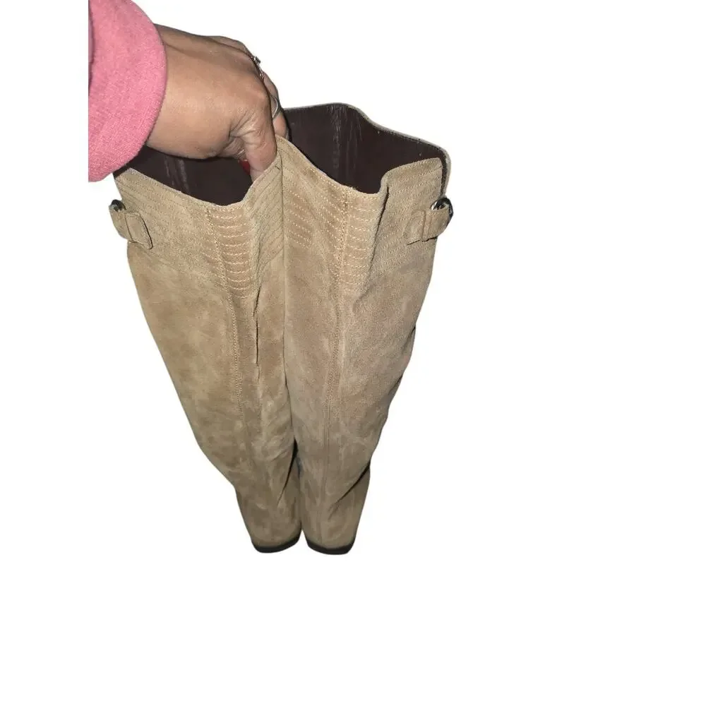 Nine West Vintage America Tan Suede Mid Calf Boots – Size 8m